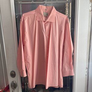 Karako Mens Button Up Orange Micro - Hound's-Tooth L/S Dress Shirt 20- 34/35